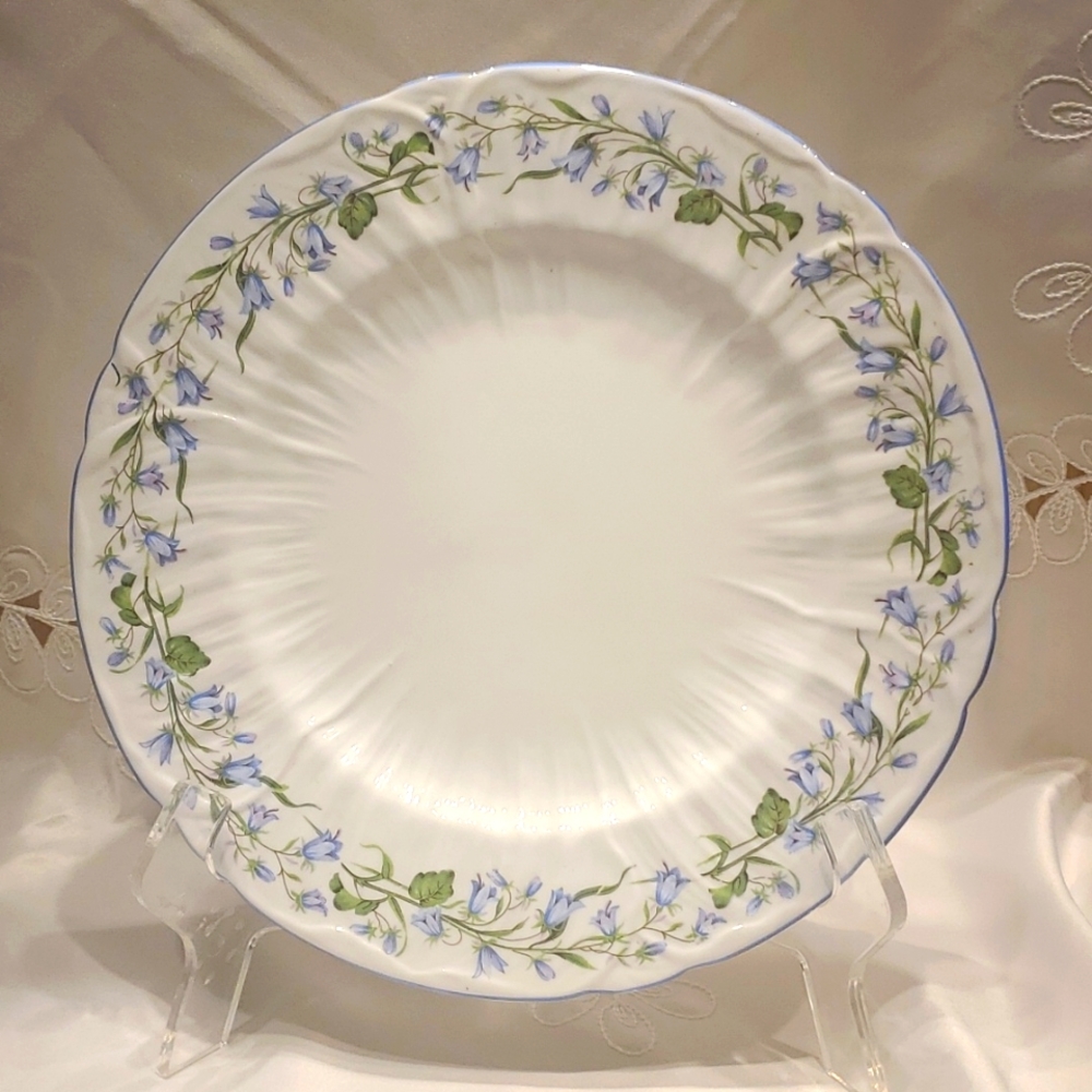 DINNER PLATE Shelley HAREBELL Vintage English Bone CHINA Blue Green White